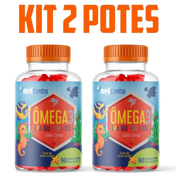 Imagem de Omega 3 800mg 90 Capsulas Sabor Cereja Kit 2 Potes