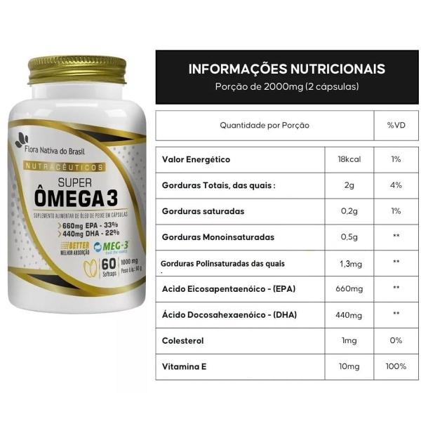 Imagem de Ômega 3 Com EPA + DHA 60 Softcaps Flora Nativa