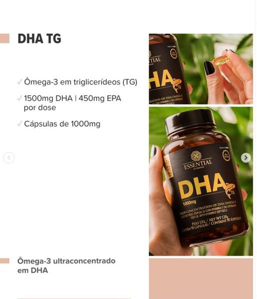 Imagem de Omega 3  DHA TG de 1.000 mg  (DHA 1.500mg e EPA 300mg) com 90 cápsulas-Essential Nutrition