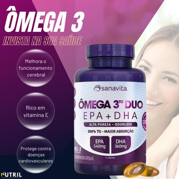 Imagem de Ômega 3 ᵀᴳ Duo EPA + DHA SANAVITA - OMEGA 3 60 cápsulas