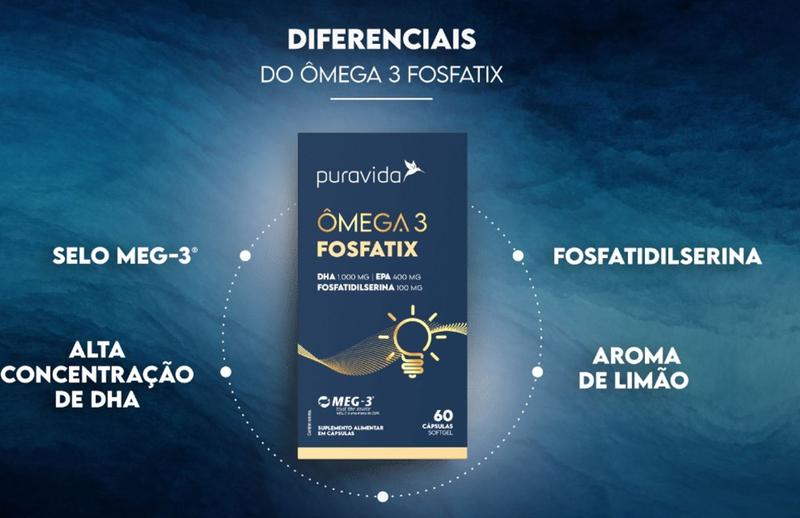 Imagem de Omega 3 Fostaix (Fosfatidilserina+1.590mg de Omaga 3) com 60 cápsulas-Pura Vida 