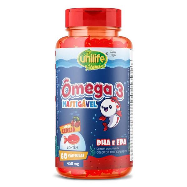 Imagem de Ômega 3 Kids (800mg) Sabor Cereja 60 Cápsulas - Unilife