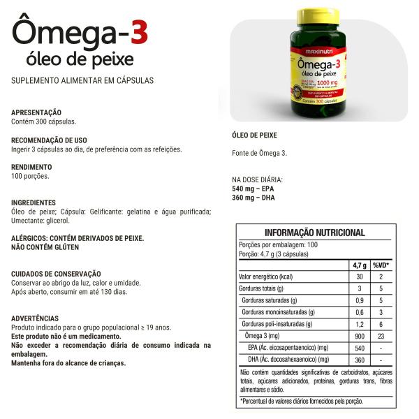 Imagem de Ômega 3 Óleo de Peixe 300 Cápsulas 1000mg Maxinutri