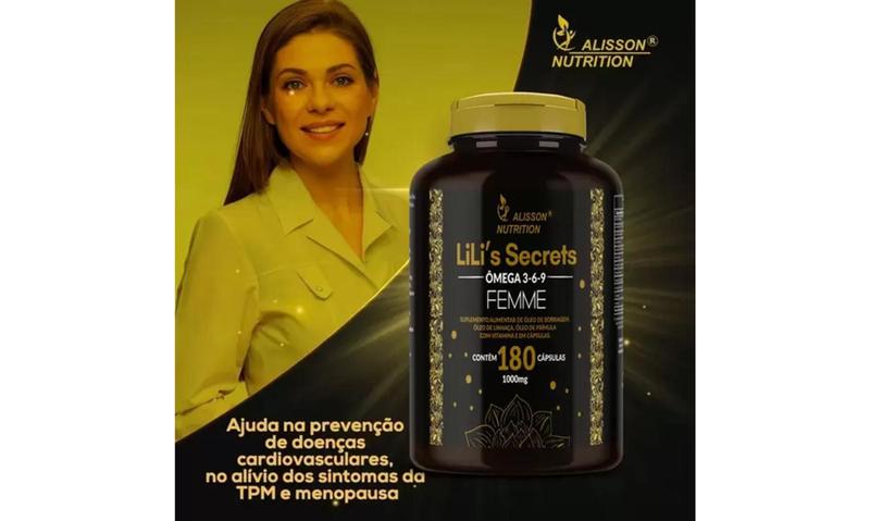 Imagem de Omega Mulher 3 6 9 Óleo Linhaça Borragem Primula Vitamina E 2x180 cápsulas - Lilis Secrets - Alisson