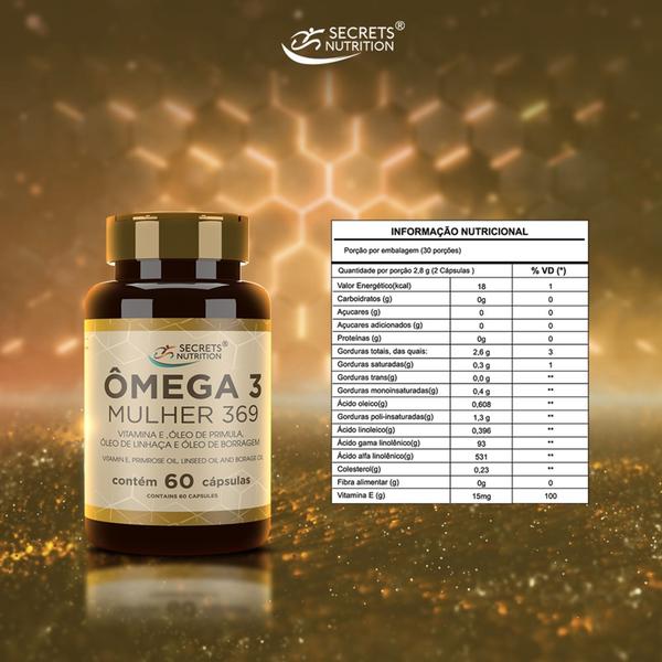 Imagem de Omega Mulher 3 6 9 Óleo Linhaça Borragem Primula Vitamina E 60 capsulas softgels - Secrets Nutrition