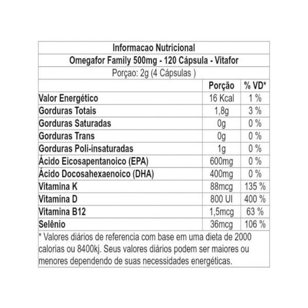 Imagem de Omegafor Family (500mg) 120 cápsulas - Vitafor