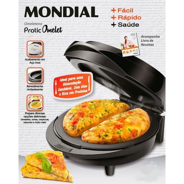 Imagem de Omeleteira Eletrica Mondial Pratic Omelet OM-01 220V - Preto/Prata