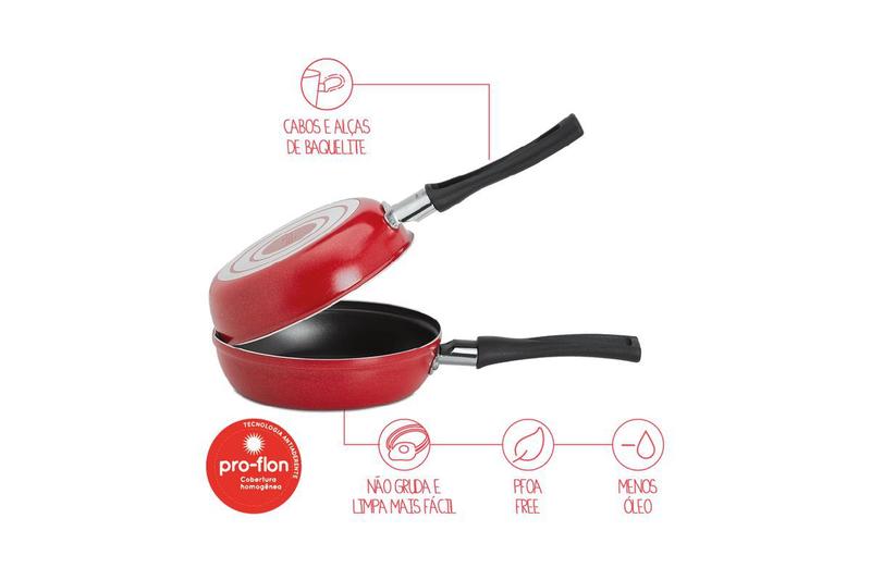 Imagem de Omeleteira Garlic em Alumínio Antiaderente Vermelho 0,75L 18cm - Brinox