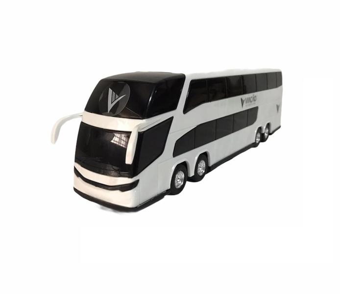 Imagem de Ônibus 2 Andares Miniatura Viação Petroleum 1/43 Roma Brinquedo 30cm