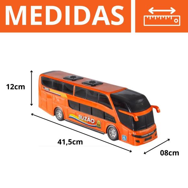 Imagem de Ônibus Bus Buzão Realista C/ 2 Andares Grande 41cm - Carrinho Infantil/Colecionar - BS Toys