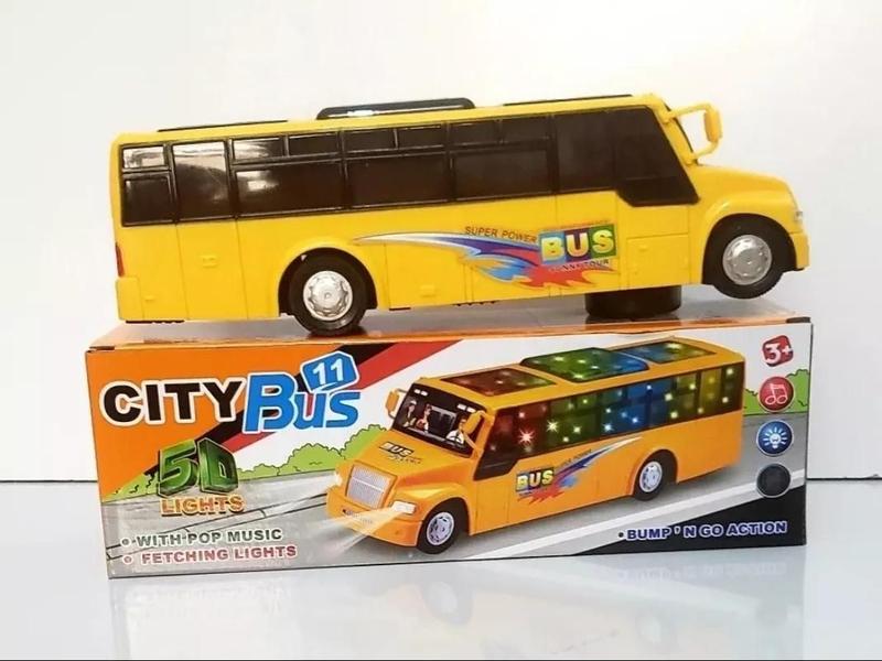 Imagem de Ônibus De Brinquedo Á Pilha Modelo Escolar Com Luzes E Musica!!!