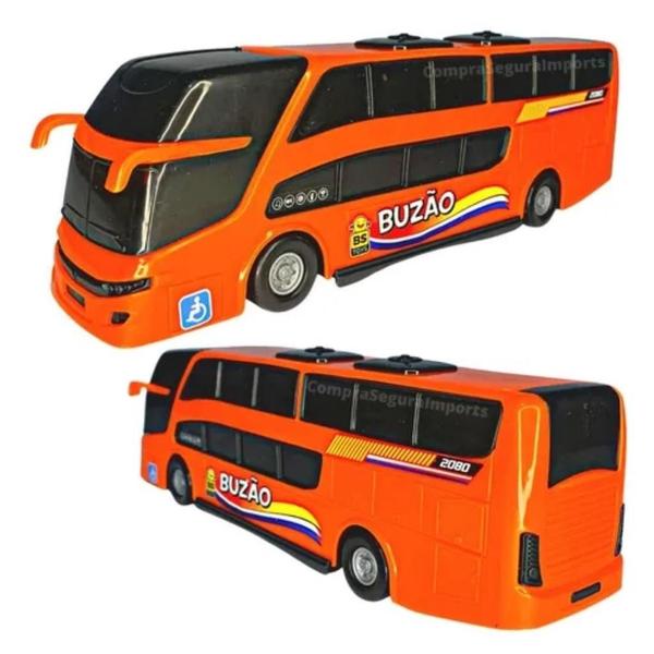 ônibus De Brinquedo Plástico 24,5cm Buzão Realista - Europio Imagem de ônibus De Brinquedo Plástico 24,5cm Buzão Realista