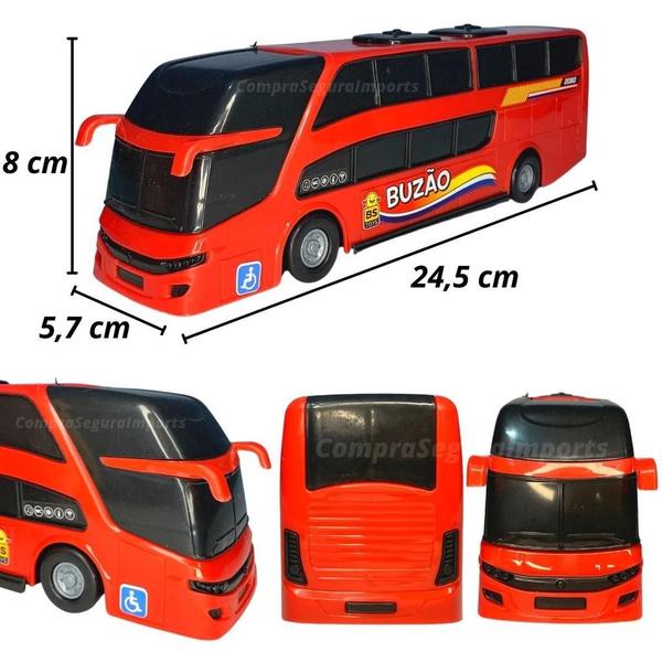 ônibus De Brinquedo Plástico 24,5cm Buzão Realista - Europio Imagem de ônibus De Brinquedo Plástico 24,5cm Buzão Realista