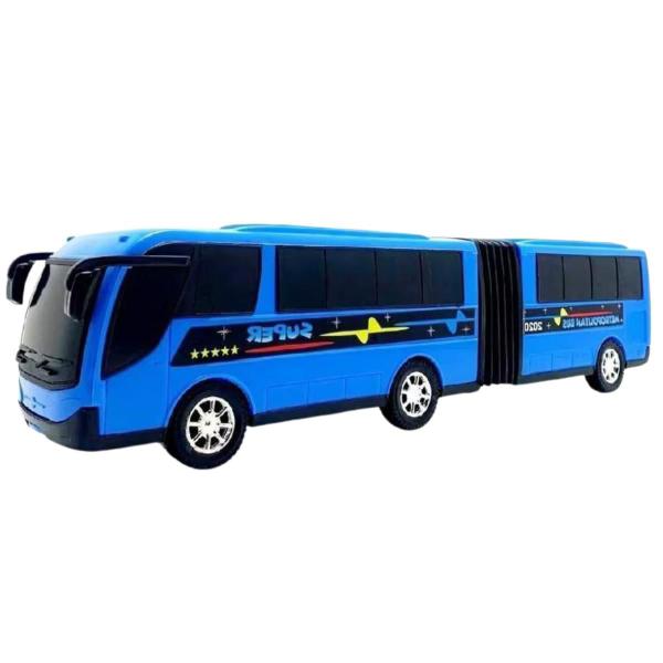 Imagem de Ônibus De Brinquedo Sanfonado Grande Articulado Metropolitano Azul Infantil Carrinho