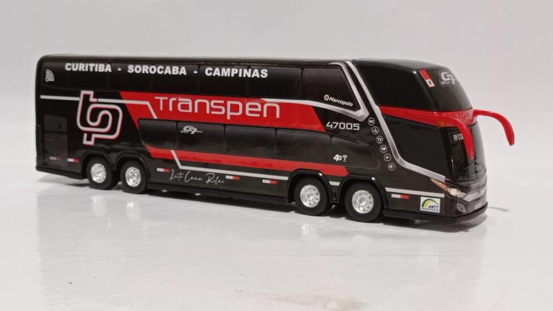 Imagem de Ônibus Em Miniatura Viação Transpen Preto 2 Andares