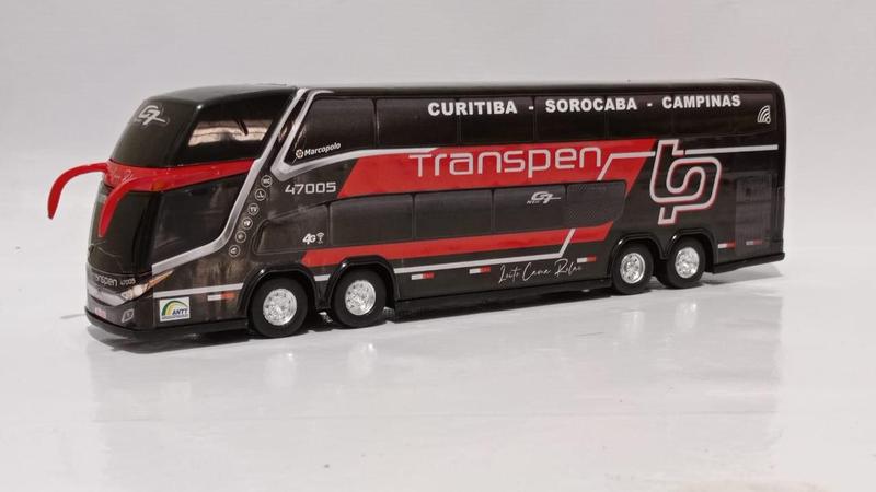 Imagem de Ônibus Em Miniatura Viação Transpen Preto 2 Andares