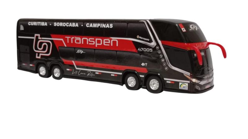 Imagem de Ônibus Em Miniatura Viação Transpen Preto 2 Andares