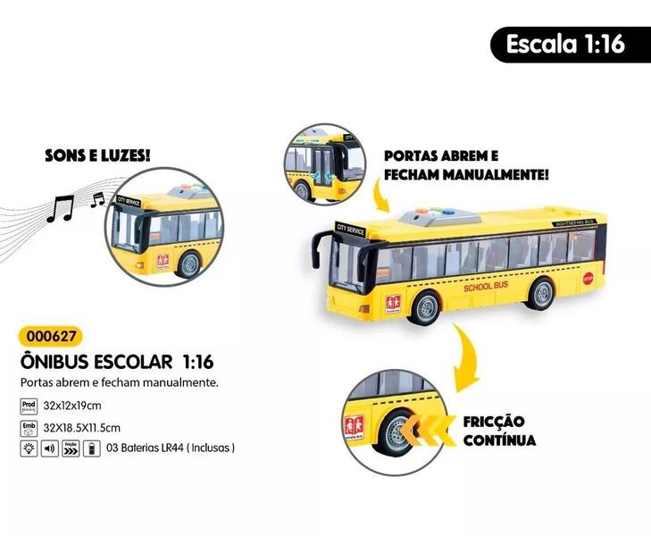 Imagem de Ônibus Escolar De Friccao Com Luz E Som 1:16