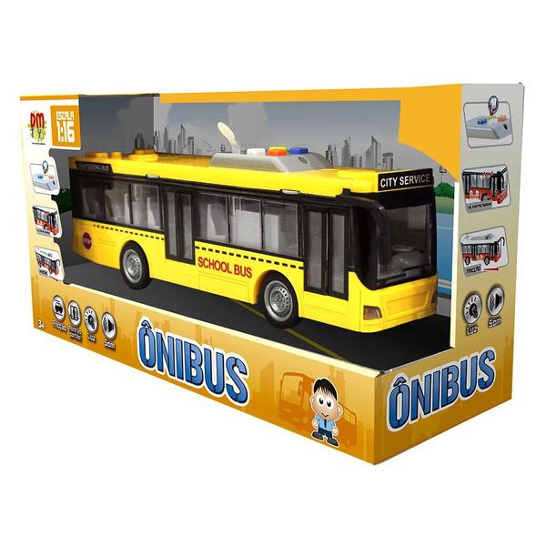 Imagem de Ônibus Miniatura A Fricção C/ Som E Luz Abre Portas 28cm - Dm Toys