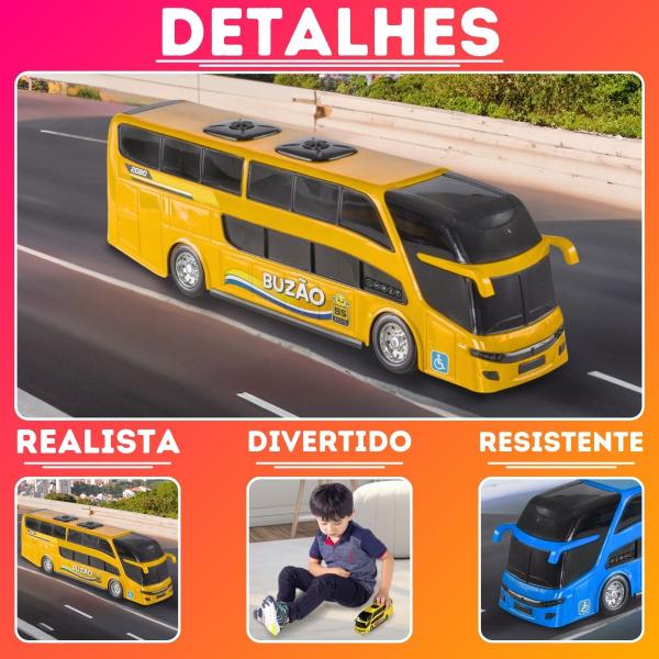 Imagem de Ônibus Miniatura Dois Andares Mini Buzão Na Solapa - Cores Sortidas