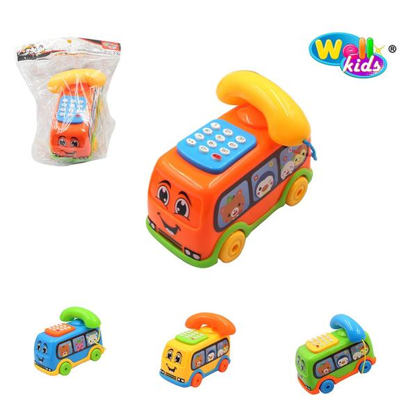 Imagem de Ônibus Telefone, brinquedo Infantil com Luz a Pilha 13x9,5x7cm para crianças