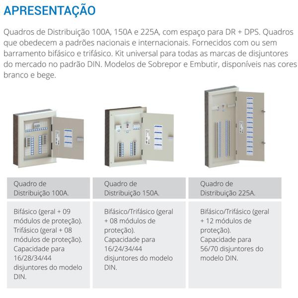 Imagem de Opção quadro de distribuição 34 din embutir barramento trifásico 150a