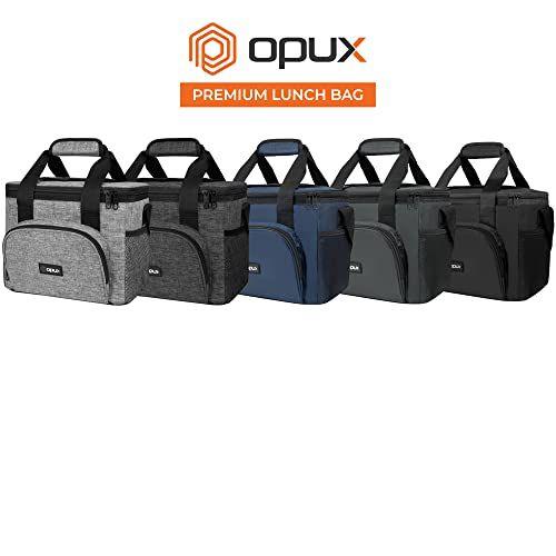 Imagem de OpUX Refrigerador macio dobrável isolado 9 Quart  Saco de almoço para homens, cooler de viagem pequeno para camping, família, churrasco, piquenique, praia, carro, lancheira à prova de vazamentos para o trabalho  Cabe 16 latas (carvão)