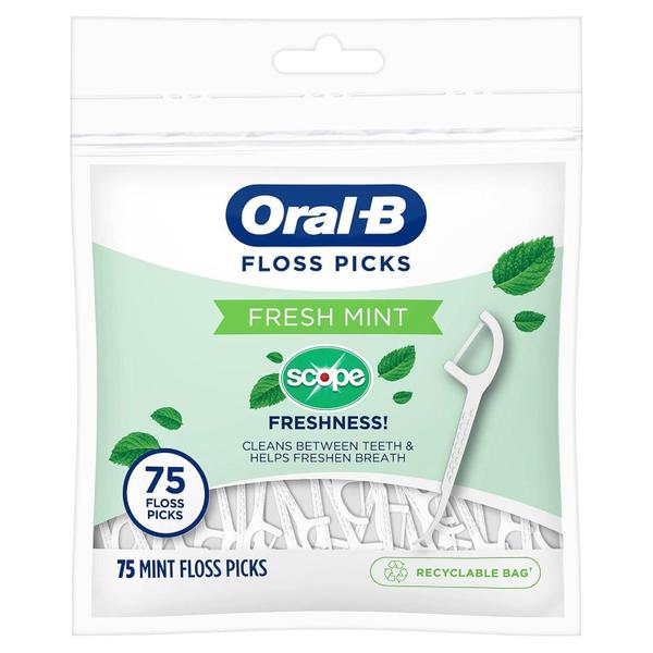 Oral-B Mint Floss Picks Fio Dental Flosser Hortelã - 75 Unid - Oral B Imagem de Oral-B Mint Floss Picks Fio Dental Flosser Hortelã - 75 Unid