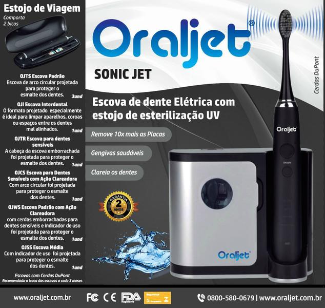 Imagem de Oraljet Escova Dental Elétrica Sônica  SonicJet 10 Profissional Alta Performance Ultra Família