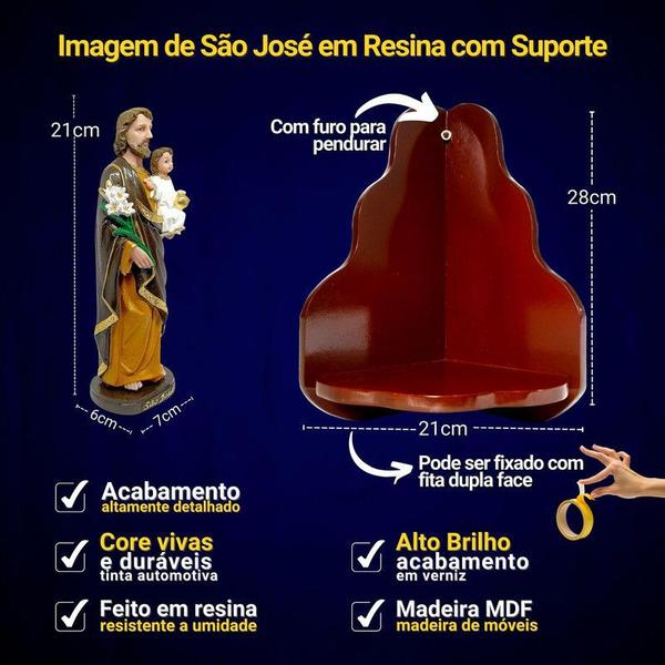 Imagem de Oratório com Sao Jose Imagem Resina Magnifico Detalhado 20cm