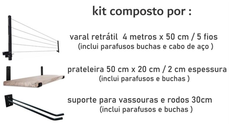 Imagem de Organização com Elegância:Prateleiras 50x20+Varal Retratil