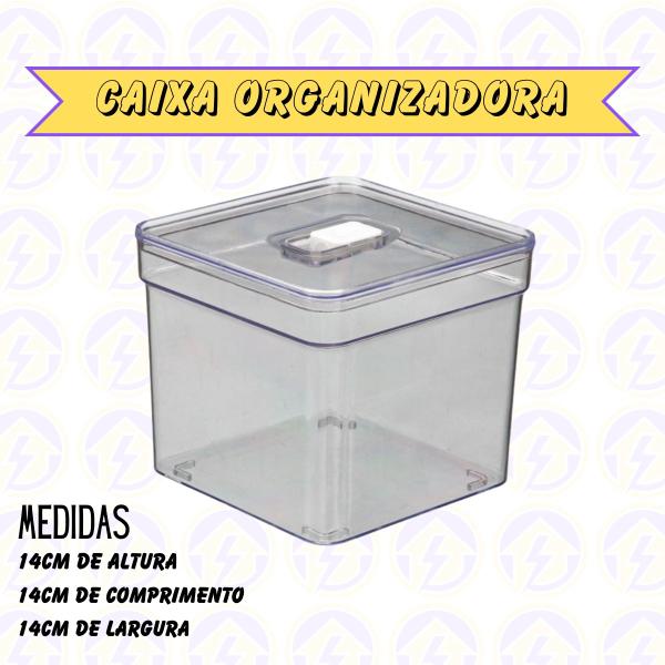 Imagem de Organizador Alto Quadrado Transparentes Multiuso C/ Tampa 1 UN