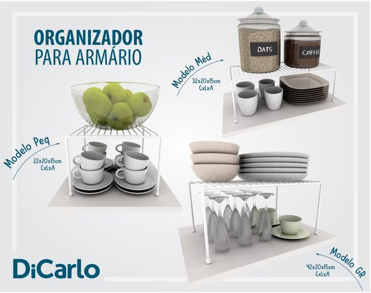 Imagem de Organizador Armário Cozinha Prateleira Aramado Aço 22cm