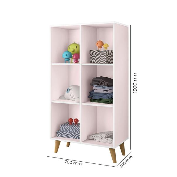 Imagem de Organizador Brinquedos Estante 6 Nichos Montessoriana Rosa