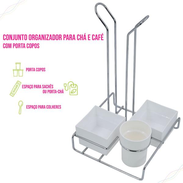 Imagem de Organizador Cafe Porta Sache Acucar Adocante Mexedor Copinho