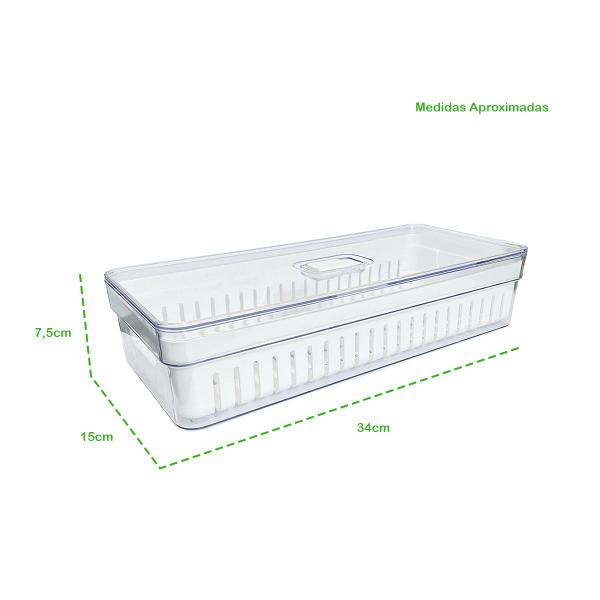 Imagem de Organizador Cesto Para Geladeira Armário Multiuso C/ Escorredor Interno Otimização De Espaço 3,6L