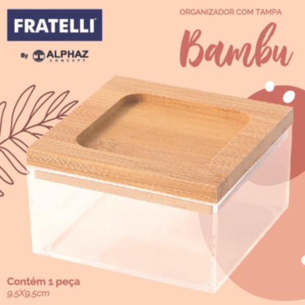 Imagem de Organizador Com Tampa de Bambú 10X10X5CM