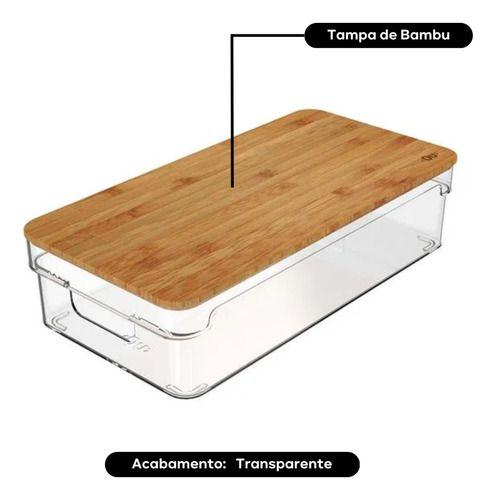 Imagem de Organizador Com Tampa De Bambu Multiuso Clear Transparente