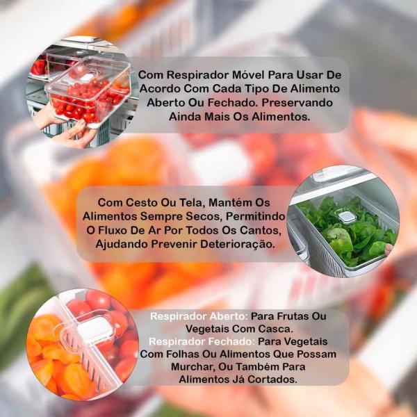 Imagem de Organizador De Alimentos E Frutas 3,6 Litros 33 Cm Com Tampa