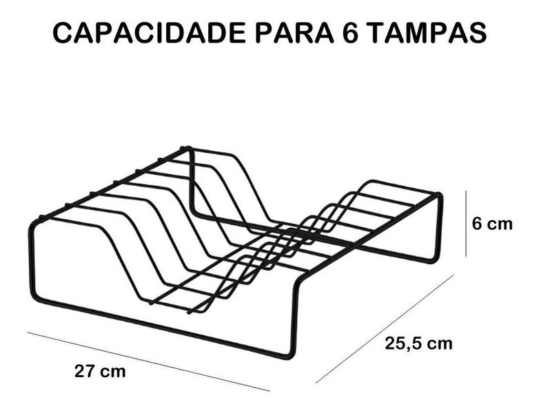 Imagem de Organizador De Armário Para 6 Tampas Preto Fosco Future