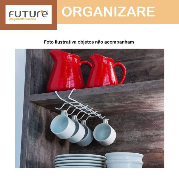 Imagem de Organizador de armário para xícaras café chá aço Future Bco