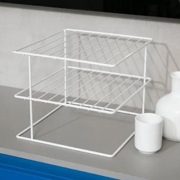 Organizador de Armário Porta Pratos Suporte Divisor Prateleira Cozinha Aramado - Dicarlo Imagem de Organizador de Armário Porta Pratos Suporte Divisor Prateleira Cozinha Aramado