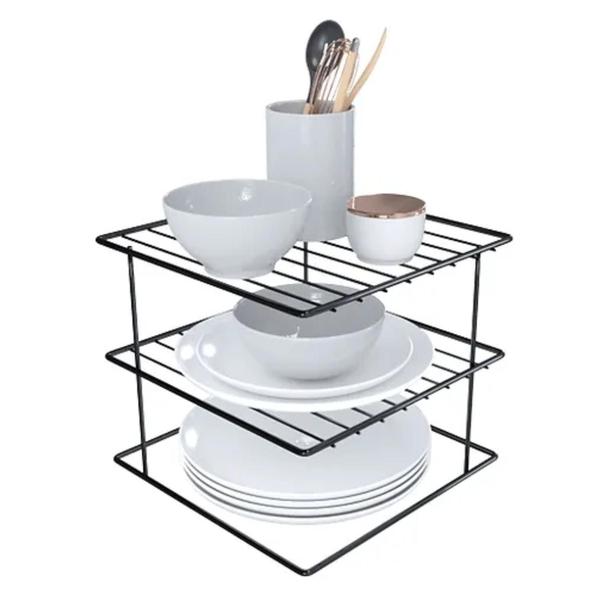Organizador de Armário Porta Pratos Suporte Divisor Prateleira Cozinha Aramado - Dicarlo Imagem de Organizador de Armário Porta Pratos Suporte Divisor Prateleira Cozinha Aramado