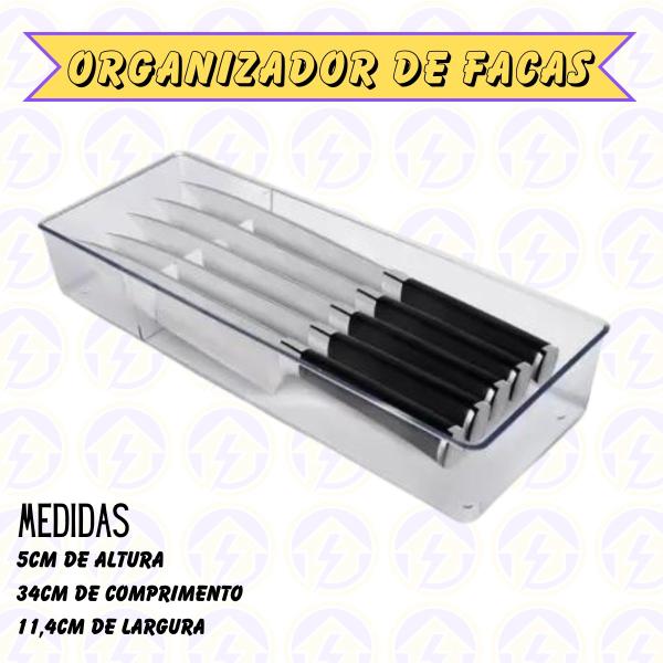 Imagem de Organizador de Armarios para Facas com 5 Divisórias Acrílico Kit 4 un