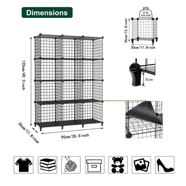 Imagem de Organizador de armazenamento AWTATOS Wire Cube Closet 12 cubos com pernas