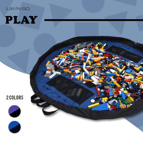 Imagem de Organizador de armazenamento de brinquedos Mat Lay-n-Go 4 em 1 azul/preto 44"