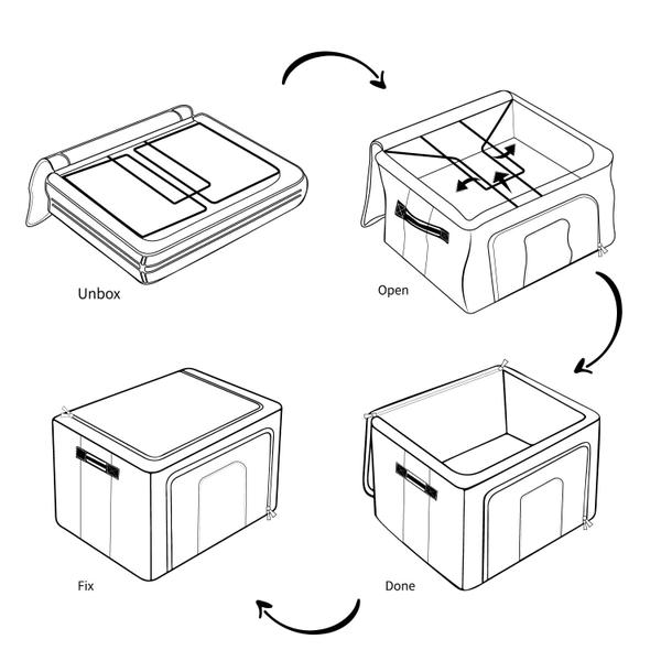 Imagem de Organizador de armazenamento de roupas Furnhome, pacote com 3 unidades, capacidade de 72L