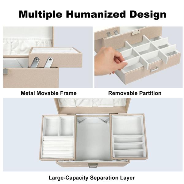 Imagem de Organizador de caixas de joias Dajasan de 3 camadas para mulheres e meninas