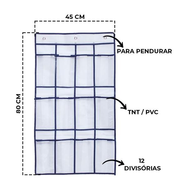 Imagem de Organizador De Calçados Clear Para Porta Com 12 Divisórias Colmeia