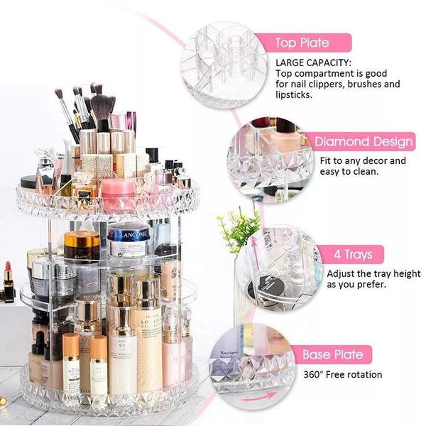 Organizador De Cosmético Maquiagem Acrílico Giratório 360º G - Totestore Imagem de Organizador De Cosmético Maquiagem Acrílico Giratório 360º G